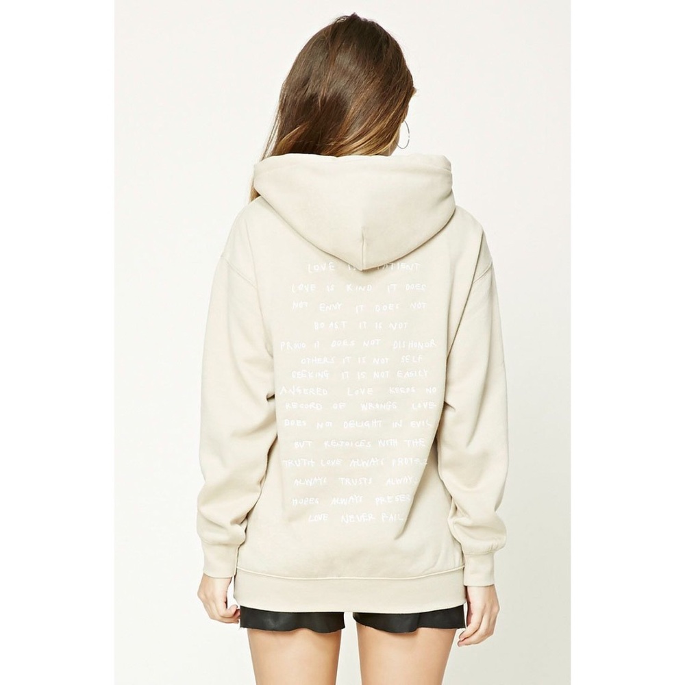 Forever 21 “Love is Patient” Beige Hoodie